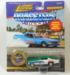 Johnny Lightning Dragsters USA '71 Revelllution Ed McCulloch auto verde e bianca - Foto 1 di 5