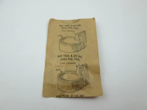 Vintage Kay Tool and Die Can Opener Military Union City Tennessee Sealed NOS - Picture 1 of 7