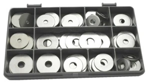 PENNY REPAIR WASHERS M4 M5 M6 M8 M10 A2 STAINLESS STEEL ASSORTED 75 PIECE KIT - Picture 1 of 5