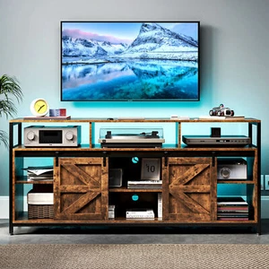 RGB LED TV Stand Cabinet with Power Station 65" TV Entertainment Center Console - Picture 1 of 13