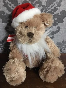 Animal Adventure Santa Teddy Bear Christmas Hat Beard Stuffed Plush Beanie 2003 - Picture 1 of 12