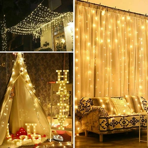 600LED String Fairy Curtain Light Waterproof Window Party Christmas Garden Decor - Picture 1 of 8