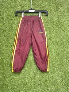 Vintage Adidas Trackpants Toddler Little Kids Medium Maroon Neon Yellow 90s - Picture 1 of 13