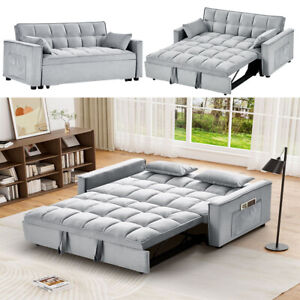 Modern Convertible Comfy Velvet Sleeper Sofa 3-in-1 Pull Out Bed Folding Sofa