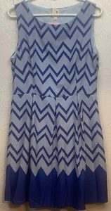 Rosa Eule Damen ärmellos Skater Fit and Flare Kleid Chevron Muster Größe XL - Bild 1 von 8