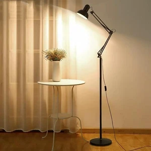 Lampada A Piantana Da Terra Braccio Orientabile Snodabile Da Lettura Ufficio E27 - Foto 1 di 7