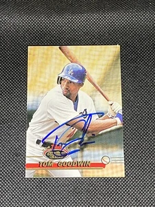 Tom Goodwin LA Dodgers Signed Auto 1993 Topps Stadium Club Card #446 ~ COA - Picture 1 of 3