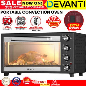 Devanti 60L Convection Oven Electric Fryer 2000W Rotisserie Bake Grill Roast NEW - Picture 1 of 16