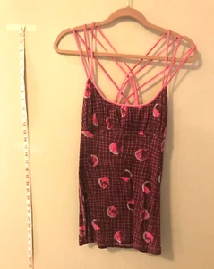Free People Spaghetti Strapped Tank Pink and Maroon (Red) Seashells Women's M - Picture 1 of 3