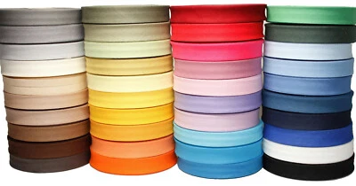 GP (0,48 € / m) 25m Baumwolle Schrägband, gefalzt 40 zu 20 (beidseitig), 40 Farben