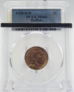 1938-D/D 5C Buffalo Nickel Five Cent PCGS GRADED MS66 (BT409) - Picture 1 of 5