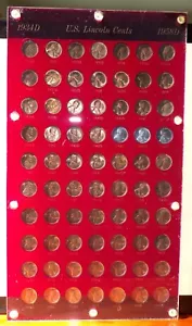 1934-1958 Lincoln wheat penny set in capital holder 70 coins - Picture 1 of 7