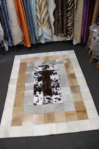 Tricolor Patchwork Cowhide Rug - Size 85 x 61 INCHES | 237 x 180 cm - Picture 1 of 4