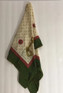 Chanel Green & Fuchsia 100% Silk Scarf - Picture 1 of 8