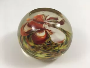 Fermacarte fiori rossi e bianchi vintage vetro multicolore vortice - Foto 1 di 11