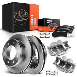 Rear Disc Brake Rotor & Ceramic Pad + Brake Caliper for Chevy Silverado 2500 GMC - Picture 1 of 9