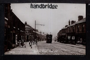 Hadfield - Tranvía en Station Road - norte de Glossop - postal fotográfica real - Imagen 1 de 3
