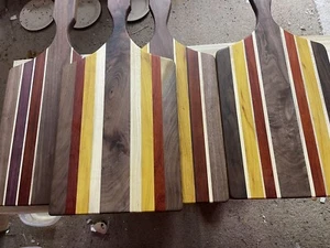 4 Pack Cutting Boards Black Walnut Padauk Purple Heart Osage Orange Oak 11 X 26 - Picture 1 of 1