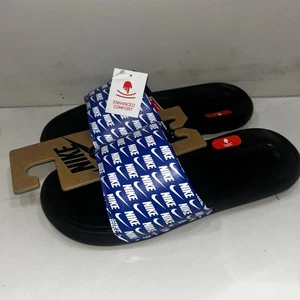 New Nike victory slides sandals mens size 10 blue and black - Picture 1 of 6