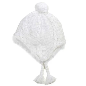 Neff Little P Earflap Pom Beanie, Women's One Size Fits Most, White - Picture 1 of 1