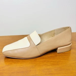 Wittner Womens Slip on Loafer Leather Beige White Almond Toe Size 38 7 - Picture 1 of 9
