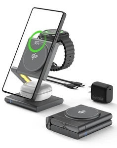 4 IN 1 Foldable Wireless Charger Fast Charging Station for Samsung S25 Watch 7 6 - Picture 1 of 12
