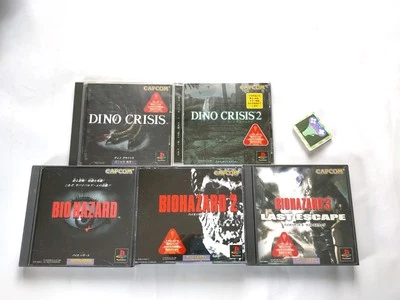 Lot 5 PS1 Resident Evil 1 2 3 Bio Hazard Dino Crisis 1 2 Japan Game PlayStation - Image 1 of 4