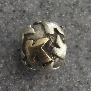 Authentic Pandora Sterling Silver and 14k Gold ALPHABET LETTER K Charm #790298K - Picture 1 of 9