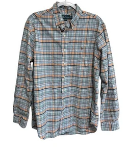 Ralph Lauren Hemd Gr. XL Langarm Button Down blau orange kariert 100% Baumwolle - Bild 1 von 6