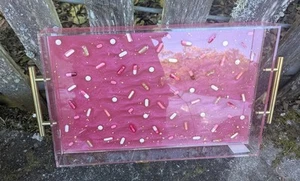 Acrylic Bar Serving Tray Handmade Pink Pills - Picture 1 of 4