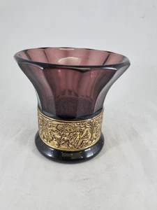 glas Vase Violett mit Gold - Bild 1 von 6