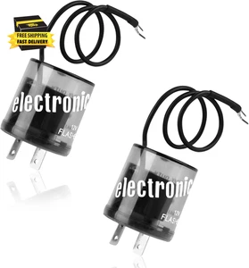 2 Pack 2 Pin LED Flasher Relay with Ground Wire, 12V Universal Car Blinker Relay - Picture 1 of 7