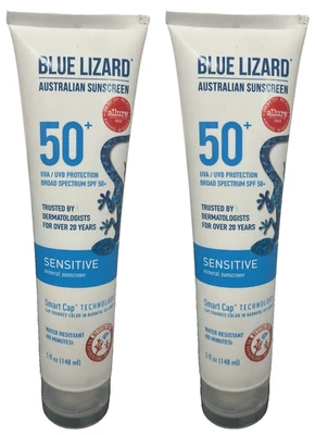 2x Blue Lizard Sensitive Sunscreen SPF 50+ (5 oz each) Mineral Lotion – UVA/UVB - Image 1 of 2