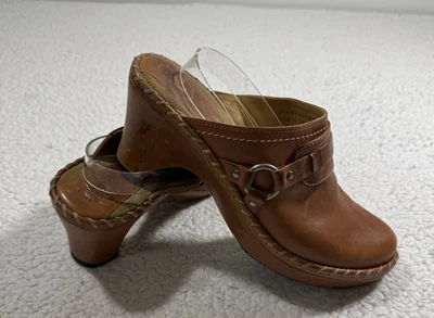 FRYE Charlotte Talla 8.5 Anillo Mula Cuero Zuecos Zapatos Brasil Sin Cordones Occidental Foto 1 de 4