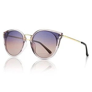 Oversized Vintage Polarized Cat Transparent Grey Frame/Purple Gradient Lens - Picture 1 of 7