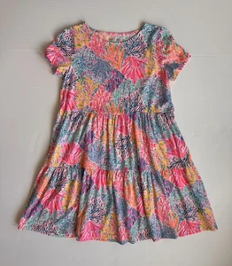 Lilly Pulitzer Dress Girls Swing Pink Blue 100% Cotton X-Large 12-14 - Picture 1 of 5
