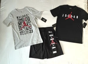 Nike Air Jordan Boys 2 Jumpman Graphic Logo T-Shirts & Black Shorts Set L 14 16 - Picture 1 of 16