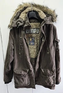 River Island Men brown parka coat jacket street fashion warm Winter fit L Size - Picture 1 of 5