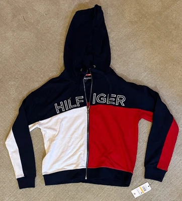 Tommy Hilfiger Sport Womens Color Block Full  Zip Hoodie Sz S Red White Blue NWT - Image 1 of 4