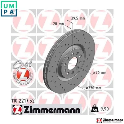 2x BRAKE DISC 110.2217.52 FOR ALFA ROMEO JEEP CHEROKEE/SUV/HATCH/MEDIO 2.0L 4cyl - Image 1 of 4