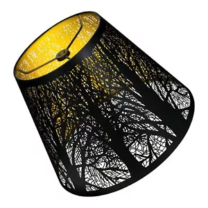 Metal Small Lamp Shade Etched Forest 6" Top X 10" Bottom X 7.5" High Small La... - Picture 1 of 7