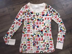 Hannah Andersson Fa La La Pajama Top Christmas Adult Size Small Organic Cotton - Picture 1 of 5