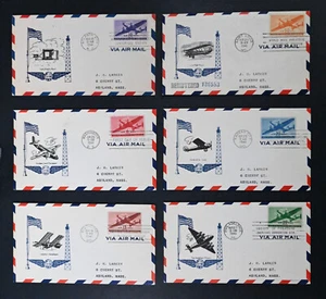 USA FDC Scott # C25-C31 Complete Set of 6 Craft Cachet VF Covers Air Mail Stamp - Picture 1 of 2