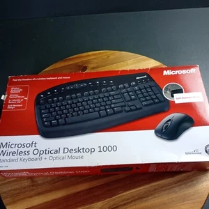Microsoft Wireless Optical Desktop 1000 Keyboard Mouse Combo Spill Resistant NEW - Picture 1 of 12