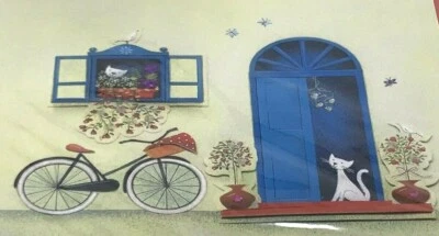 3D ALL OCCASIONS BLANK GREETING CARD WITH ENVELOPE BICYCLE CATS PLANTS HOME - Image 1 of 4