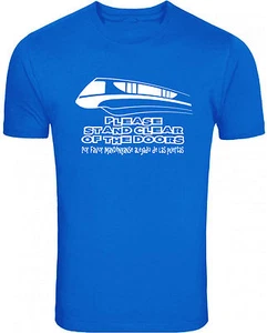Mens/Unisex Disney Monorail "Please Stand Clear Of The Doors" Tshirt BLUE - Picture 1 of 3