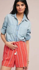 NWT in Bag Anthropologie $88.00 Sicily striped shorts size Small-Fast shipping - Picture 1 of 3