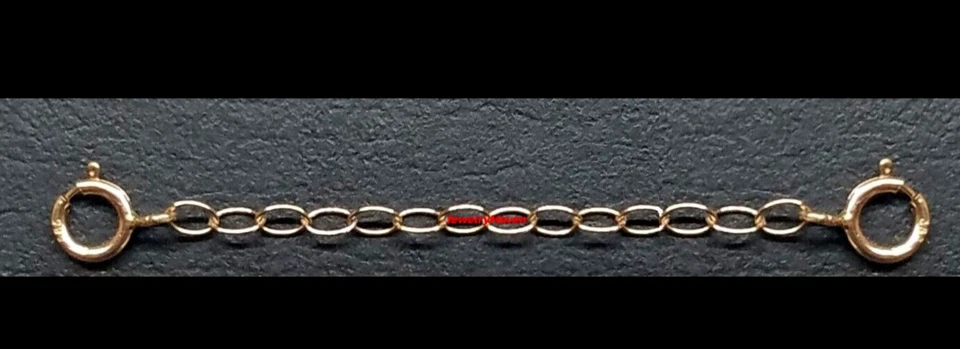 Cable 14k 2mm Oro Sólido Rosa 5mm DOBLE Anillo de Resorte 2" Extensor de Cadena Seguridad EE. UU. Foto 1 de 4