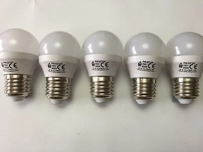 5 PACK OF LED E27 HIGH POWER GOLF BALL 5W SMD G45/P45 6000K DAYLIGHT OUTPUT - Image 1 of 4