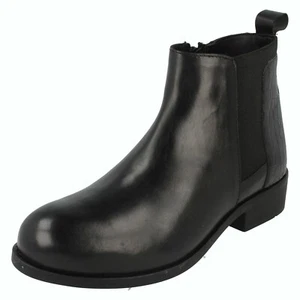 LADIES F5R1174 ZIP UP LOW BLOCK HEEL ANKLE BOOTS LEATHER COLLECTION £39.99 SIZE - Picture 1 of 13